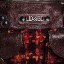 D&G Brown/Orange Tweed and Leather Satchel