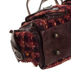 D&G Brown/Orange Tweed and Leather Satchel