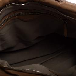 Pre Owned D&G Brown Leather With Green Patent Strap Bag Isotta Tote 