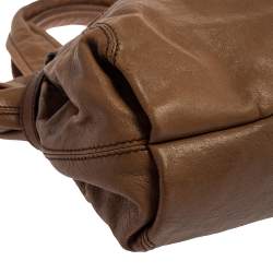 Pre Owned D&G Brown Leather With Green Patent Strap Bag Isotta Tote 