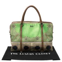 D&G Multicolor Print Canvas and Leather Lily Twist Satchel