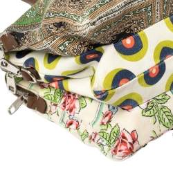 D&G Multicolor Print Canvas and Leather Lily Twist Satchel