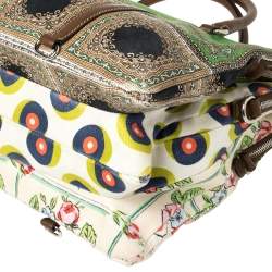 D&G Multicolor Print Canvas and Leather Lily Twist Satchel