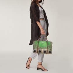 D&G Multicolor Print Canvas and Leather Lily Twist Satchel
