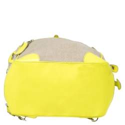 D&G Neon Green/Beige Canvas and Patent Leather Olivia Convertible Backpack