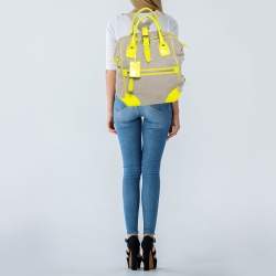D&G Neon Green/Beige Canvas and Patent Leather Olivia Convertible Backpack