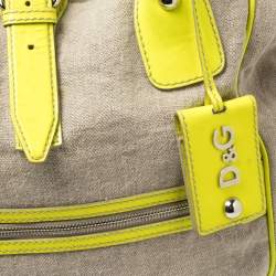 D&G Neon Green/Beige Canvas and Patent Leather Olivia Convertible Backpack