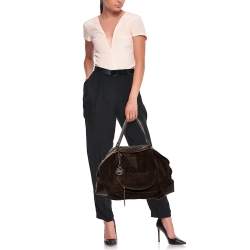D&G Dark Brown Suede and Leather Janet Satchel