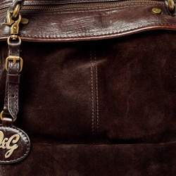 D&G Dark Brown Suede and Leather Janet Satchel