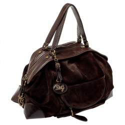 D&G Dark Brown Suede and Leather Janet Satchel