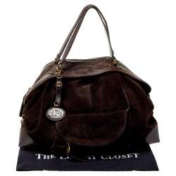 D&G Dark Brown Suede and Leather Janet Satchel