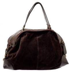 D&G Dark Brown Suede and Leather Janet Satchel