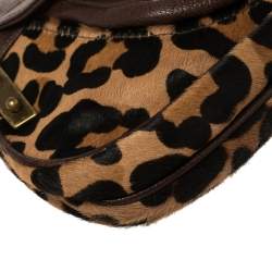 Pre Owned Dolce and Gabbana Leopard Print Pony Hair and Leather Shoulder Bag