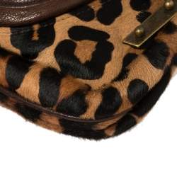 Pre Owned Dolce and Gabbana Leopard Print Pony Hair and Leather Shoulder Bag