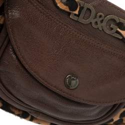 Pre Owned Dolce and Gabbana Leopard Print Pony Hair and Leather Shoulder Bag