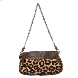 Pre Owned Dolce and Gabbana Leopard Print Pony Hair and Leather Shoulder Bag