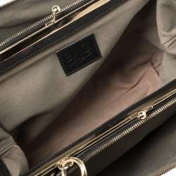 Pre Owned D & G Black Leather Lily Twist Kiss Lock Top Handle Bag