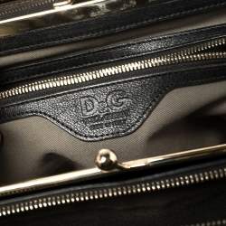 Pre Owned D & G Black Leather Lily Twist Kiss Lock Top Handle Bag