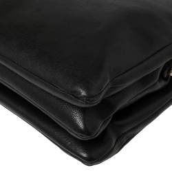 Pre Owned D & G Black Leather Lily Twist Kiss Lock Top Handle Bag