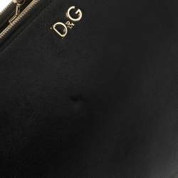 Pre Owned D & G Black Leather Lily Twist Kiss Lock Top Handle Bag