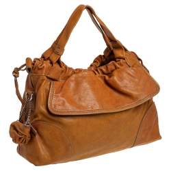 Pre Owned D&G Tan Leather Linda Drawstring Tote