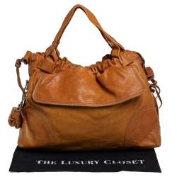 Pre Owned D&G Tan Leather Linda Drawstring Tote