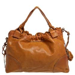 Pre Owned D&G Tan Leather Linda Drawstring Tote