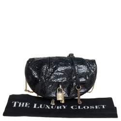 Dolce & Gabbana Black Python Embossed Leather Vlada Chain Crossbody Bag