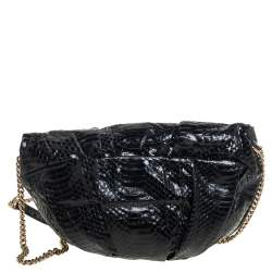 Dolce & Gabbana Black Python Embossed Leather Vlada Chain Crossbody Bag