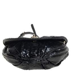 Dolce & Gabbana Black Python Embossed Leather Vlada Chain Crossbody Bag