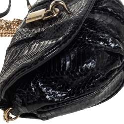 Dolce & Gabbana Black Python Embossed Leather Vlada Chain Crossbody Bag