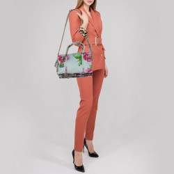 D&G Multicolor Floral Denim Lily Twist Satchel