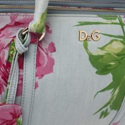 D&G Multicolor Floral Denim Lily Twist Satchel