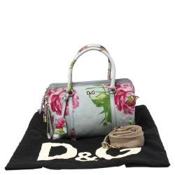 D&G Multicolor Floral Denim Lily Twist Satchel
