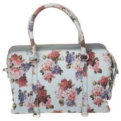 D&G Multicolor Floral Denim Lily Twist Satchel