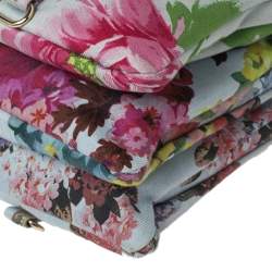 D&G Multicolor Floral Denim Lily Twist Satchel