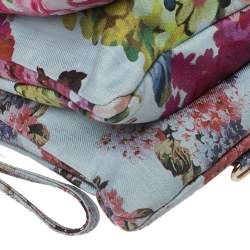 D&G Multicolor Floral Denim Lily Twist Satchel