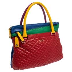 Pre Owned D&G Tricolor Quilted Leather Tote