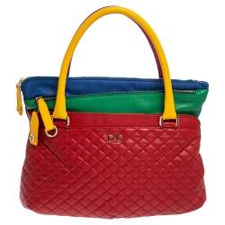 Pre Owned D&G Tricolor Quilted Leather Tote
