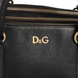 D&G Black Leather Lily Twist Satchel 