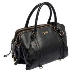 D&G Black Leather Lily Twist Satchel 