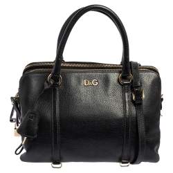 D&G Black Leather Lily Twist Satchel 