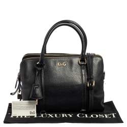 D&G Black Leather Lily Twist Satchel 