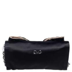 Pre Owned D&G Black Satin and Lace Bow Maika Crossbody Bag 