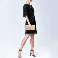 Pre Owned D&G Gold Leather Miss Karen Clutch