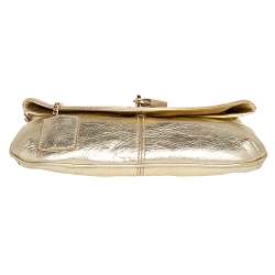 Pre Owned D&G Gold Leather Miss Karen Clutch