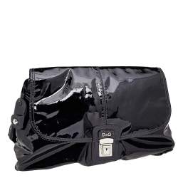 Pre Owned D&G Black Patent Leather Oversized Clutch