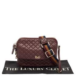 Pre Owned D&G Burgundy Quilted Leather Lily Sport Crossbody Bag