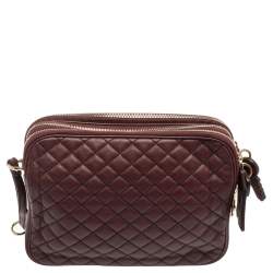 Pre Owned D&G Burgundy Quilted Leather Lily Sport Crossbody Bag