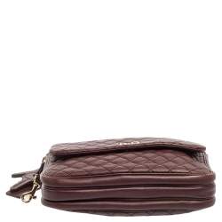 Pre Owned D&G Burgundy Quilted Leather Lily Sport Crossbody Bag